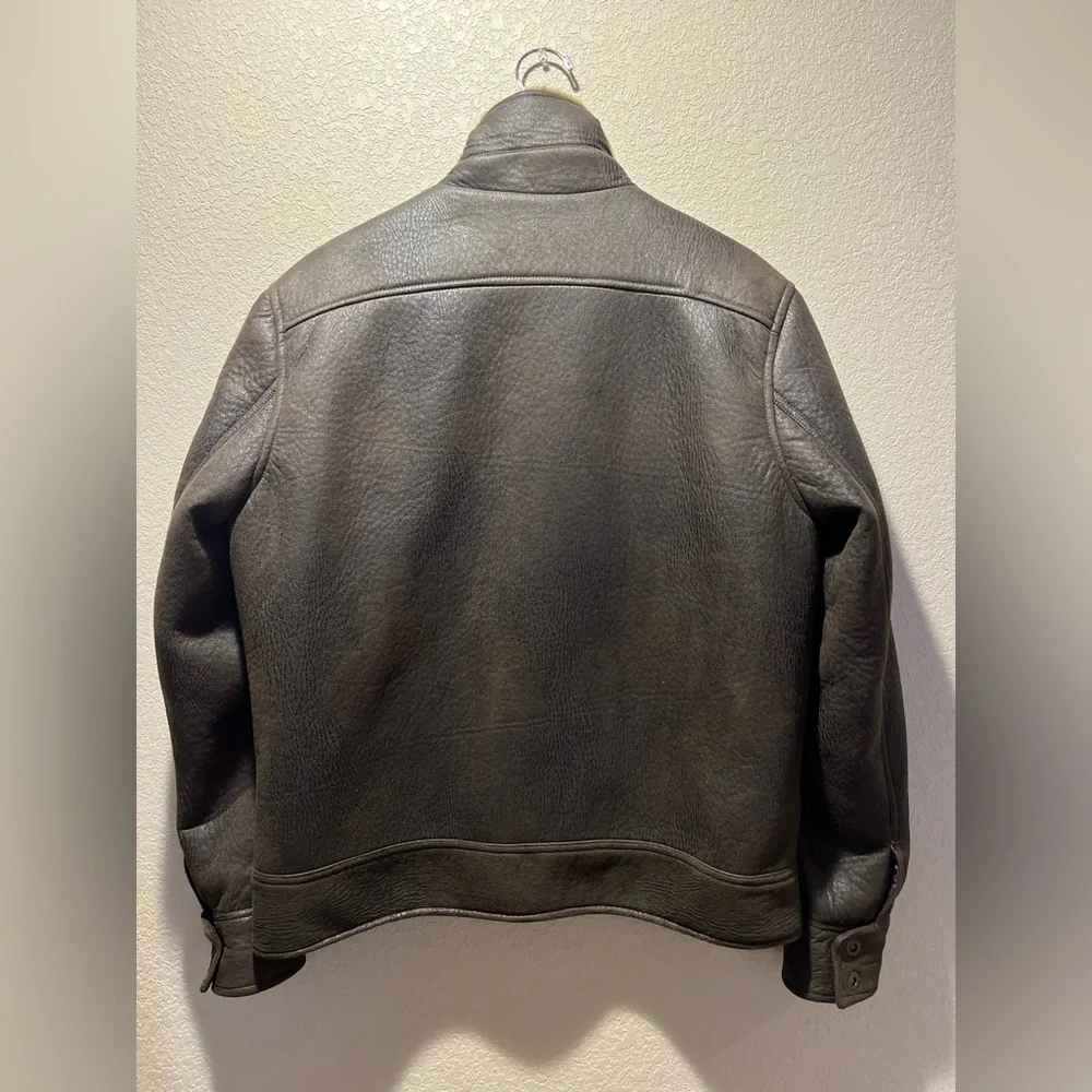 Rogue State Men's Brown Faux Fur Bomber Flight Jacket Large - Picture 4 of 11